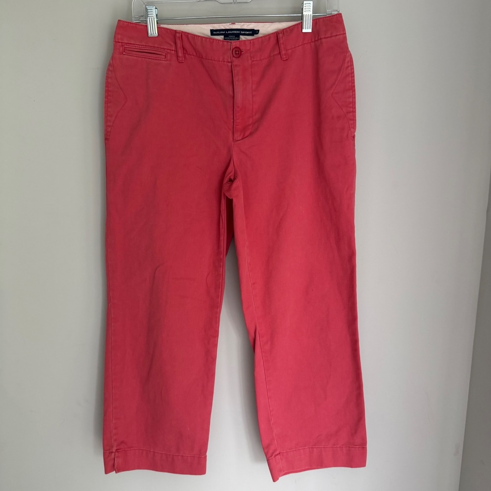 Vintage Ralph Lauren Sport Nantucket Red Chino Pants 100% Cotton Cropped 6